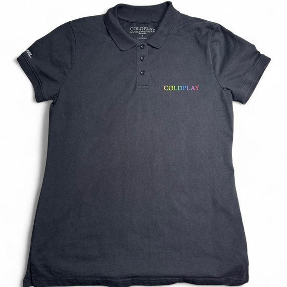 Coldplay Music of the Spheres World Tour DHI Black Polo Shirt Size Large - Picture 1 of 7